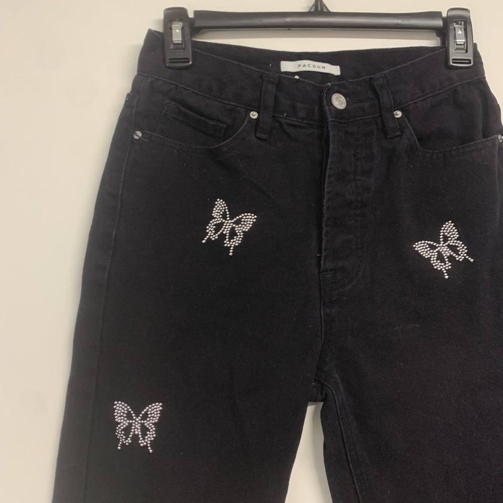Pacsun Rhinestone Stuffed Butterfly Black Jeans ultra High Rise Size 25 (US 2)